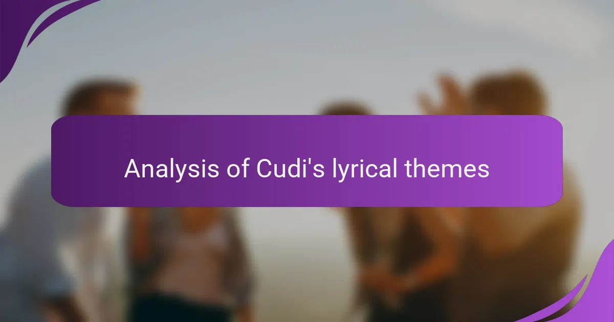 Analysis of Cudi's lyrical themes
