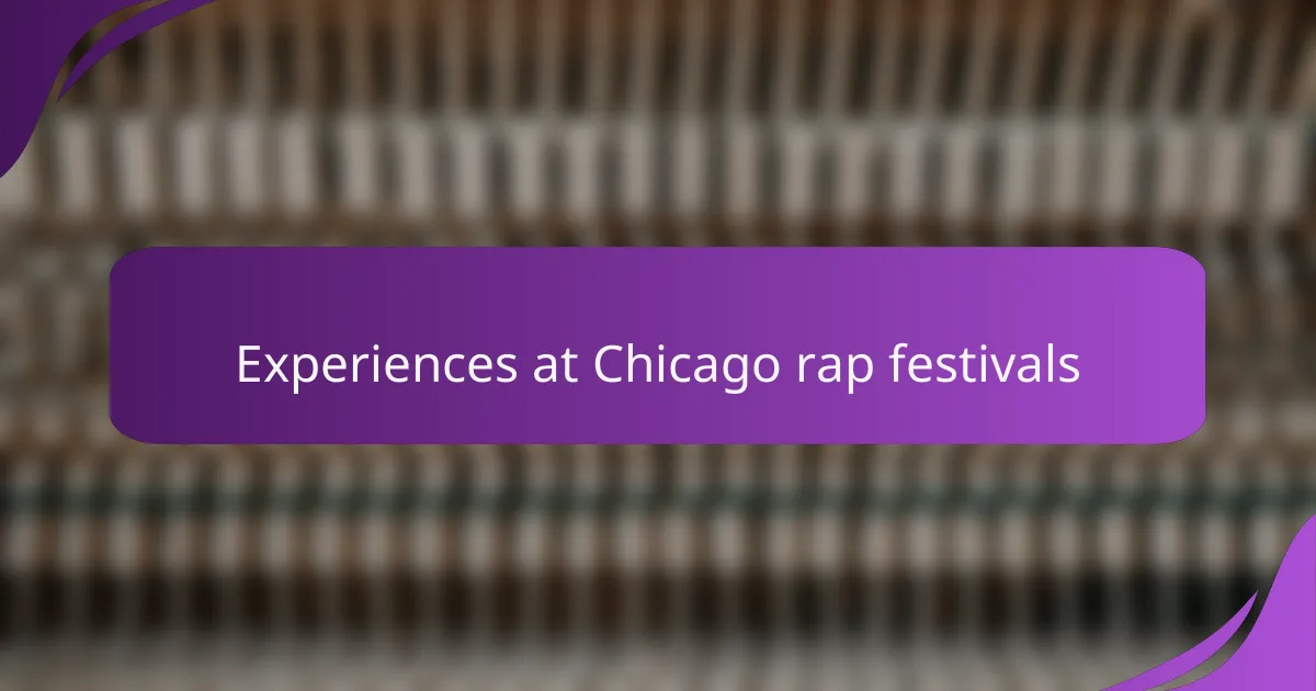 Experiences at Chicago rap festivals