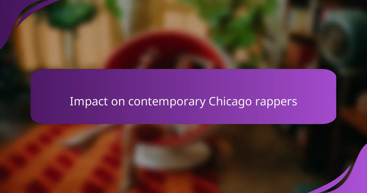 Impact on contemporary Chicago rappers