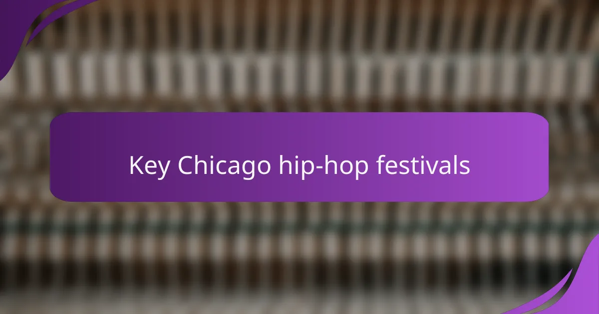 Key Chicago hip-hop festivals